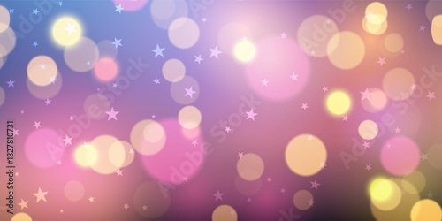 Christmas banner with bokeh lights and stars design 