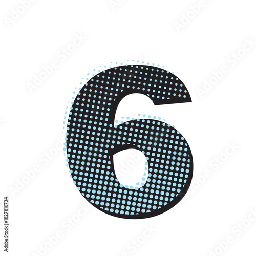 Digit Six with Halftone Pattern Modern Typography Design.