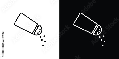 Salt pepper icons set with editable black and white stroke line style for ui designs