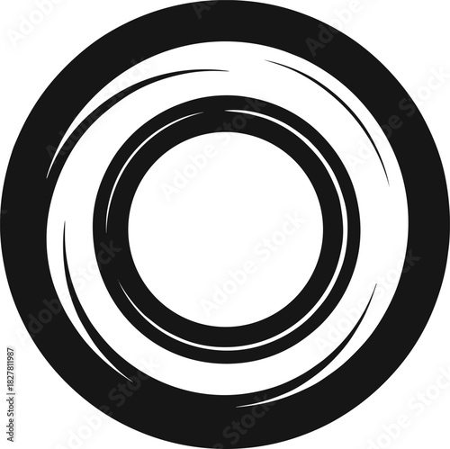 Abstract Black Swirling Circular Vortex Vector Icon