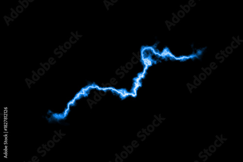 Blue lightning bolt with glowing energy on black background