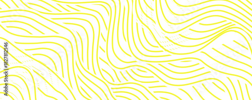 abstract background of scribbles with yellow ramen pattern on white background. Yellow wave abstract pattern. Modern Creative trendy design