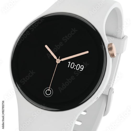 White Smartwatch with Rose Gold Button and Black Screen untitled illustration