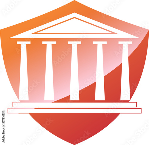 vector illustration of a shield court building justice vector logo