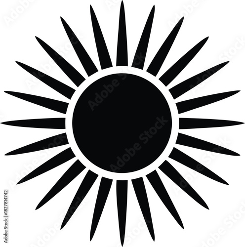 minimalist sun icon with clean golden rays  white.eps