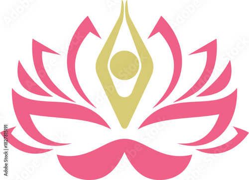 spa meditation lotus flower vector logo on yoga lotus position