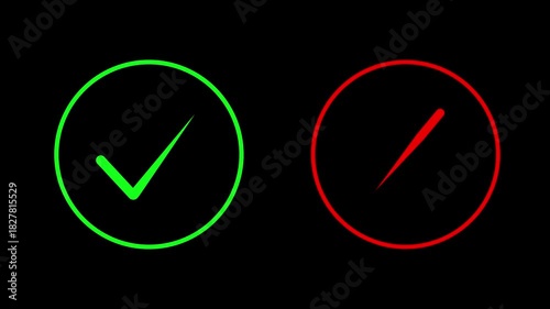 Animated Check Mark and Cross Mark Yes and No Vote Icons