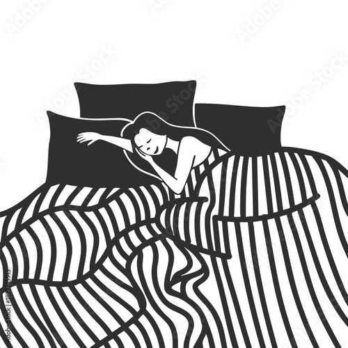Hand drawn sleeping woman vector art