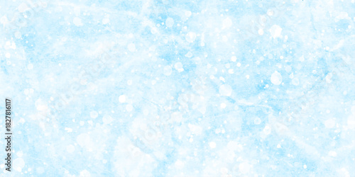 Abstract blue grunge background with bokeh effect snowflakes texture. Soft sky-blue paint aquarelle hand-painted watercolor background design. beautiful bright blue paper texture.