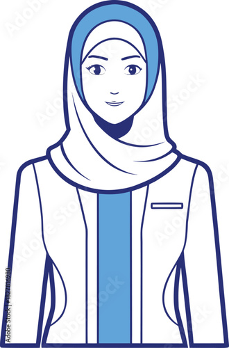 Modern muslim woman in hijab and stylish modest fashion outfit outline