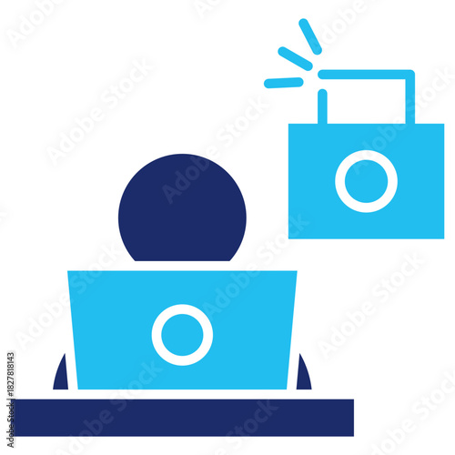 Cyber Attack Flat Blue Icon