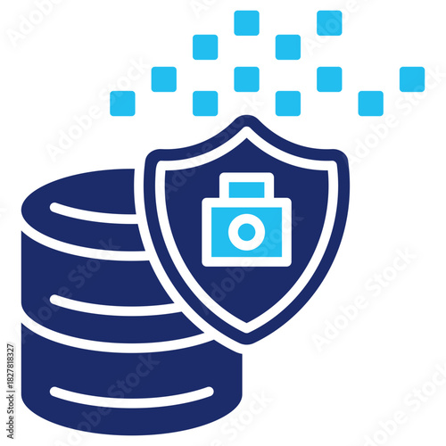 Database Security Flat Blue Icon