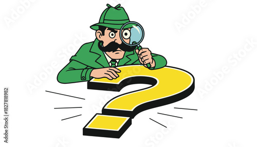 Detective Examining Clues Illustration