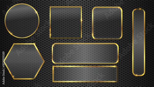 Metallic Golden Button Set for Web UI on Dark Premium Background