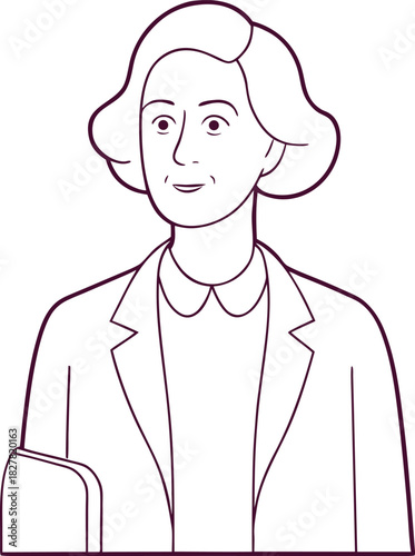 Elegant older woman in a stylish jacket with a handbag fashion illustration