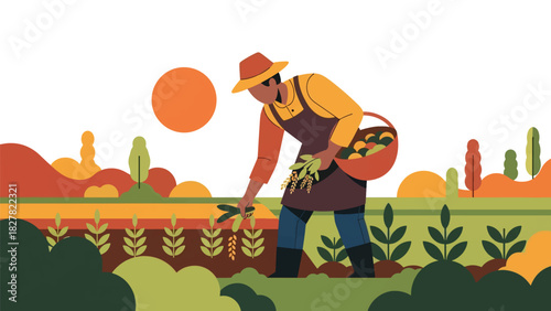 African farmer harvesting fresh crops in a field. Ideal for agricultural lifestyle, farming culture, subsistence work, and rural livelihood visuals