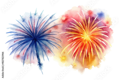 Watercolor Fireworks Burst Icon vector illustration isolated on white background