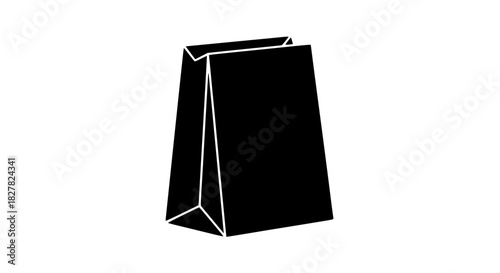 Small paper bag black white icon 