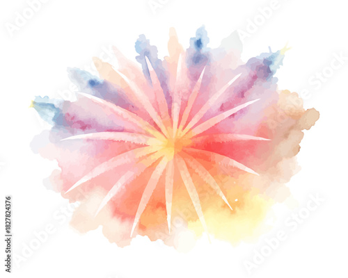 Watercolor Fireworks Burst Icon vector illustration 