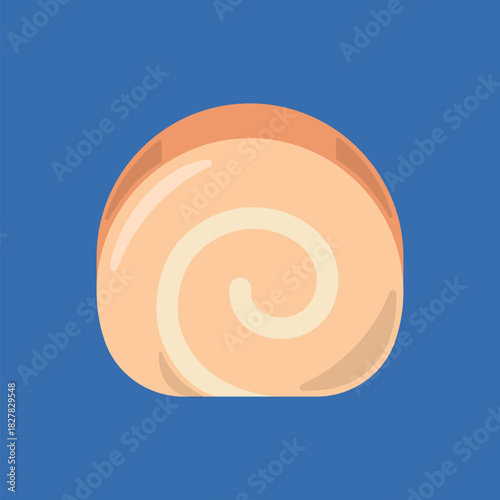 Sweet Swiss Roll with Cream Swirl. Bakery Dessert Icon. Flat Design Cake Roll Slice Vector Illustration.