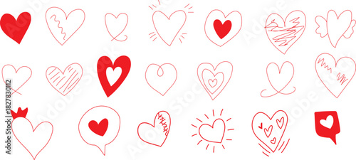 Hand drawn hearts collection for valentine s day or wedding design
