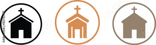 Church building symbol icons for graphic design needs