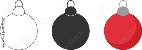 Christmas ornament set for holiday designs, red, black