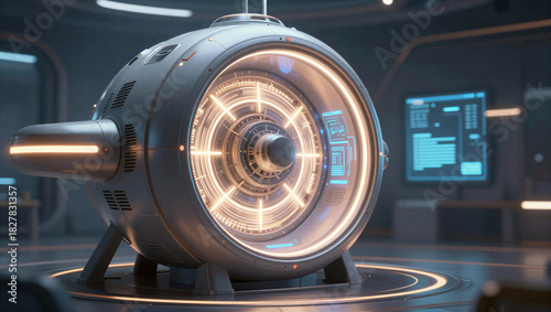 Futuristic high-tech machinery with advanced digital interface and sleek electronic display showcasing innovative technology and modern engineering design for future applications
