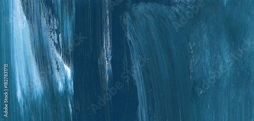Blue abstract acrylic paint texture background like water splash for wide wallpaper.

