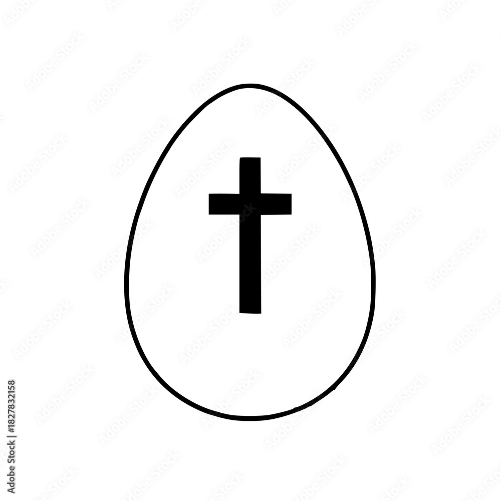 Fototapeta premium Single Icon: Black Outlined Egg with Central Black