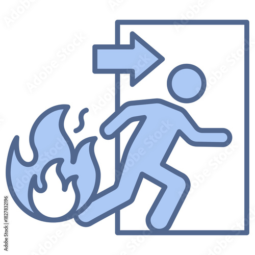 Fire Evacuation Blue Icon