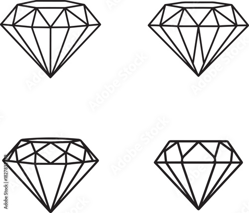 Four diamond outlines arranged in a square pattern on white