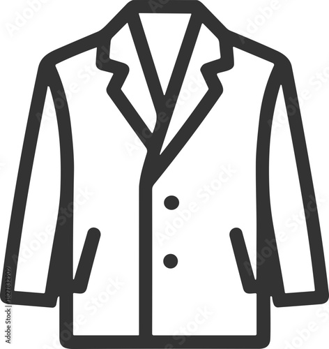Black outline icon of a men’s blazer