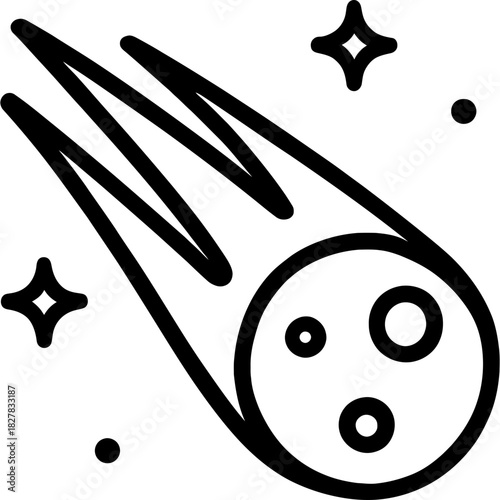 Comet space outline icon vector