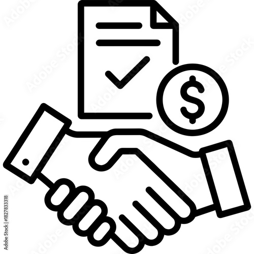 Settlement agreement resolution money outline icon vector