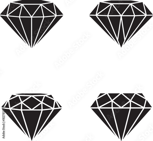 Four black diamond silhouettes arranged in a square pattern on white