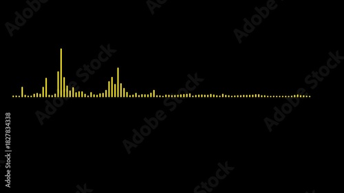 Audio waveform spectrum animation. Alpha channel, spectrum audio animation, Wave form Audio Isolated on transparent background. Audio spectrum wave effect, waveform beats