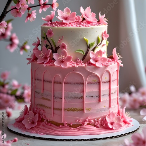 wedding cake with pink roses