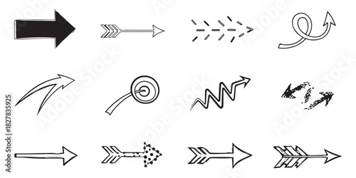 Various Arrow Styles and Artistic Doodles - Navigation and Artistic Vectors