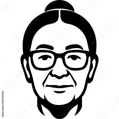 Minimalistic black silhouette of wise woman