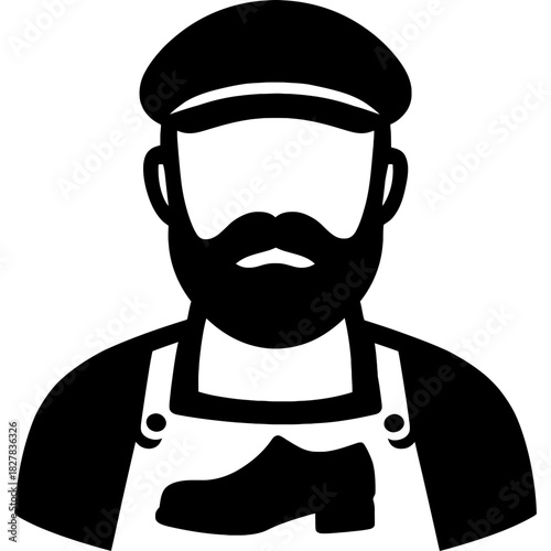 Minimalistic black cobbler head silhouette