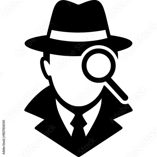 Minimalistic black detective silhouette