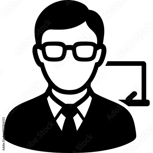 Minimalistic black silhouette of teacher head