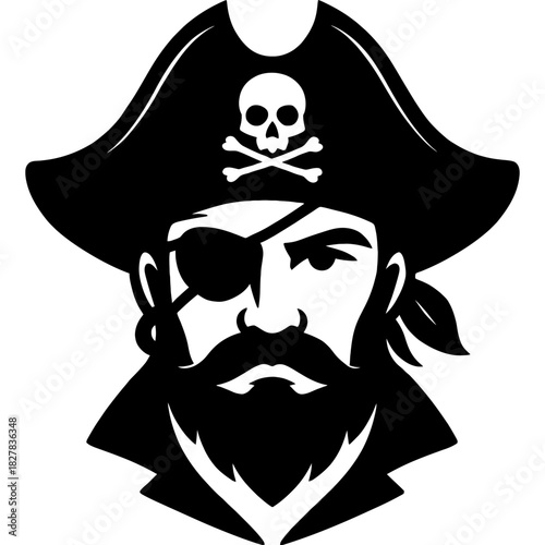 Minimalistic pirate captain head silhouette