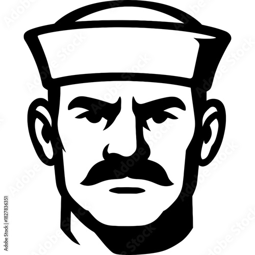 Minimalistic black silhouette of boatswain head