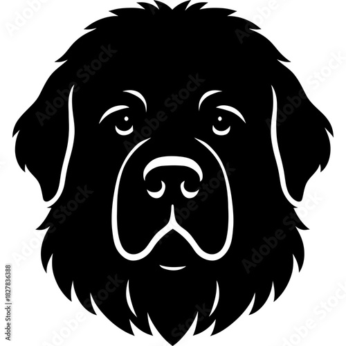Black silhouette of newfoundland dog head