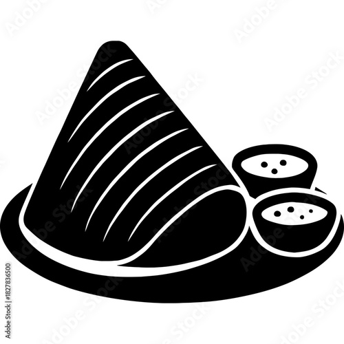 Black dosa silhouette on white background