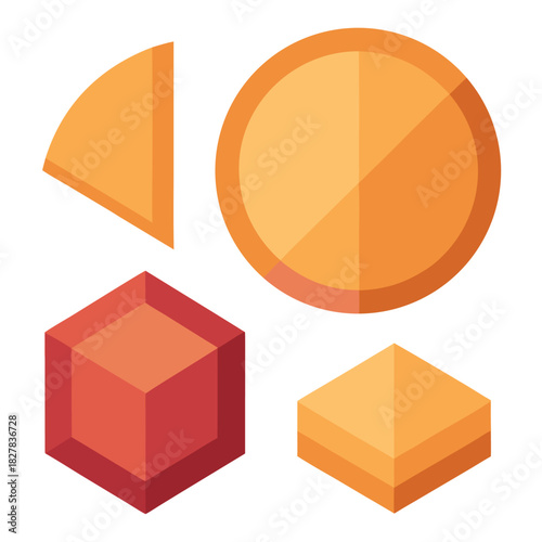 Orange Geometric Shapes and Blocks Vector