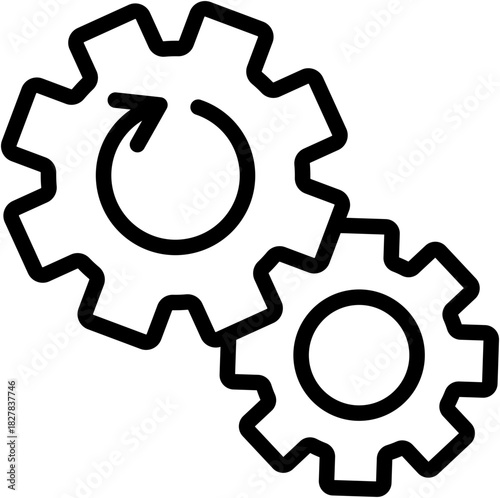 Automation Auto Work Progress Cogwheel Gear Icon Symbol Sign in Clean Simple Outline Line Art Style