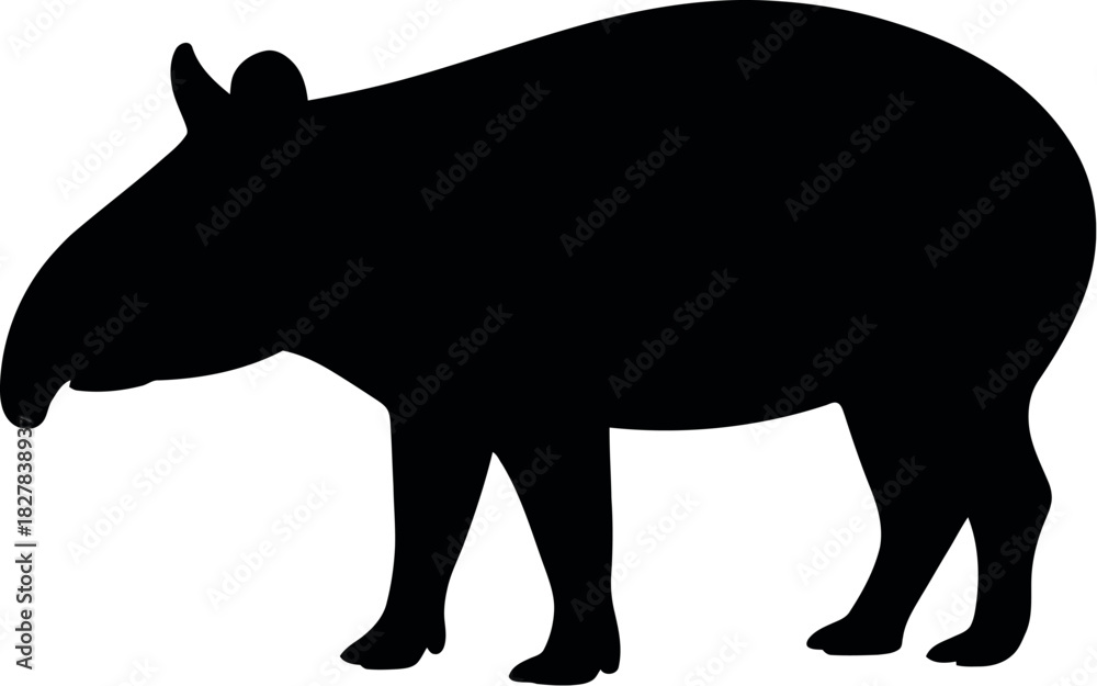 Obraz premium Black tapir silhouette animal white